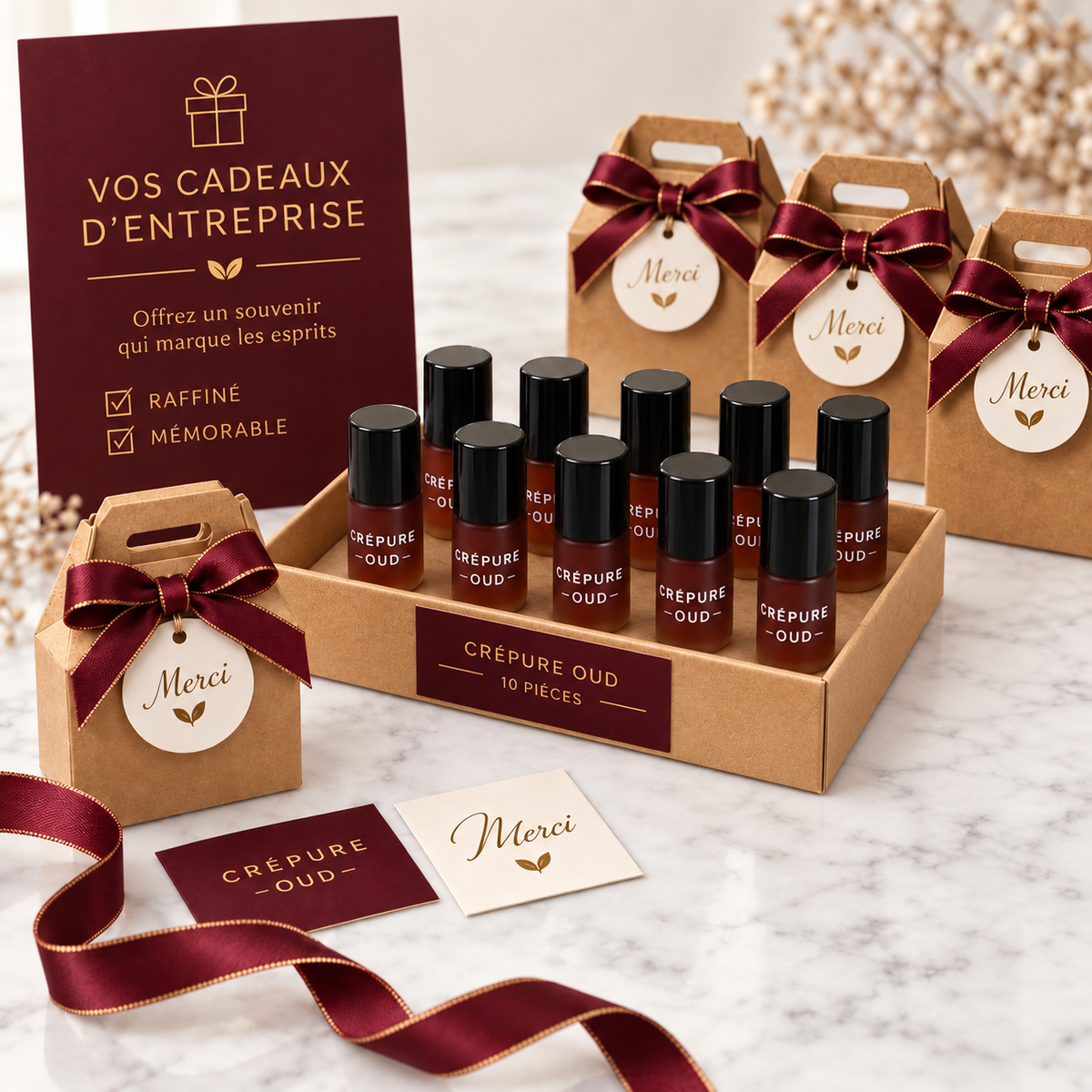 Cadeau d'entreprise : huile parfumée Ambre Royale 2 ml personnalisée